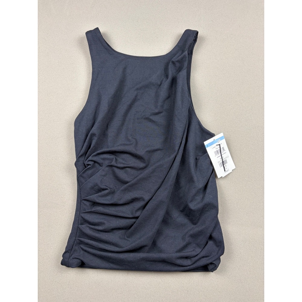 Open Edit Womens Black Side Ruched Sleeveless Draped Jersey Top XS ED490346MI